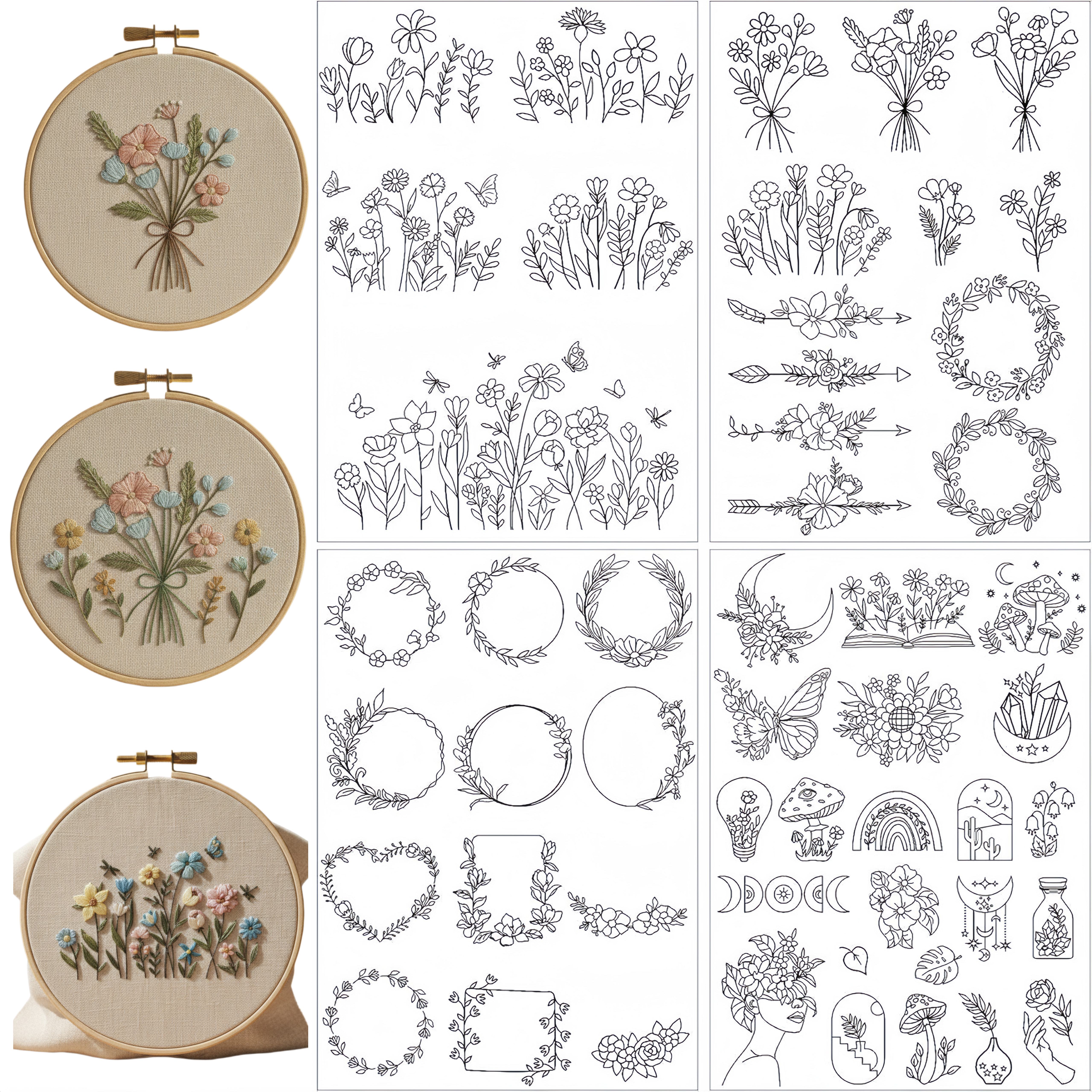 Embroidery Stabilizer Backing - 4-Sheet Butterfly & Floral Embroidery Stabilizer