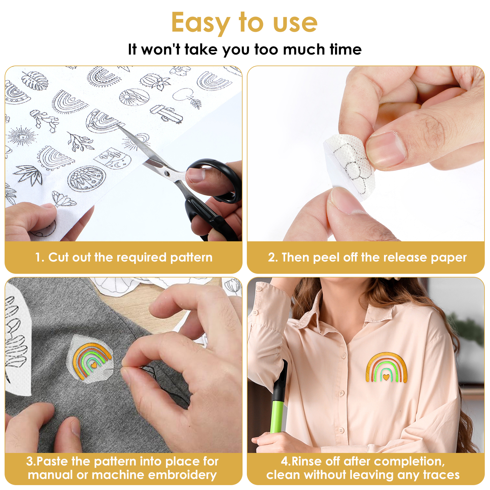 12/24PCS Sticky Water Soluble  - Embroidery Stabilizer Backing avaliação e preço